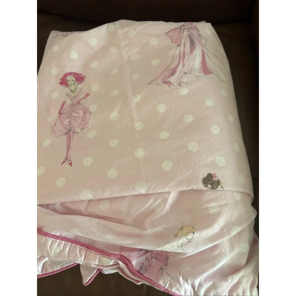 Pottery Barn  full/queen Retro BARBIE Duvet Cover Pink/White Polk Dot RETIRED